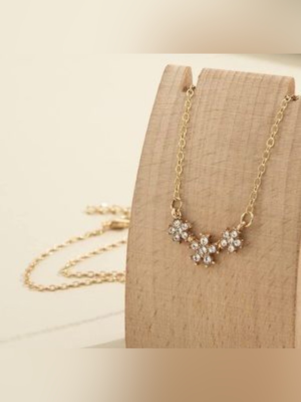 14k Plated CZ Flower Chain Necklace - Picture 2 of 3